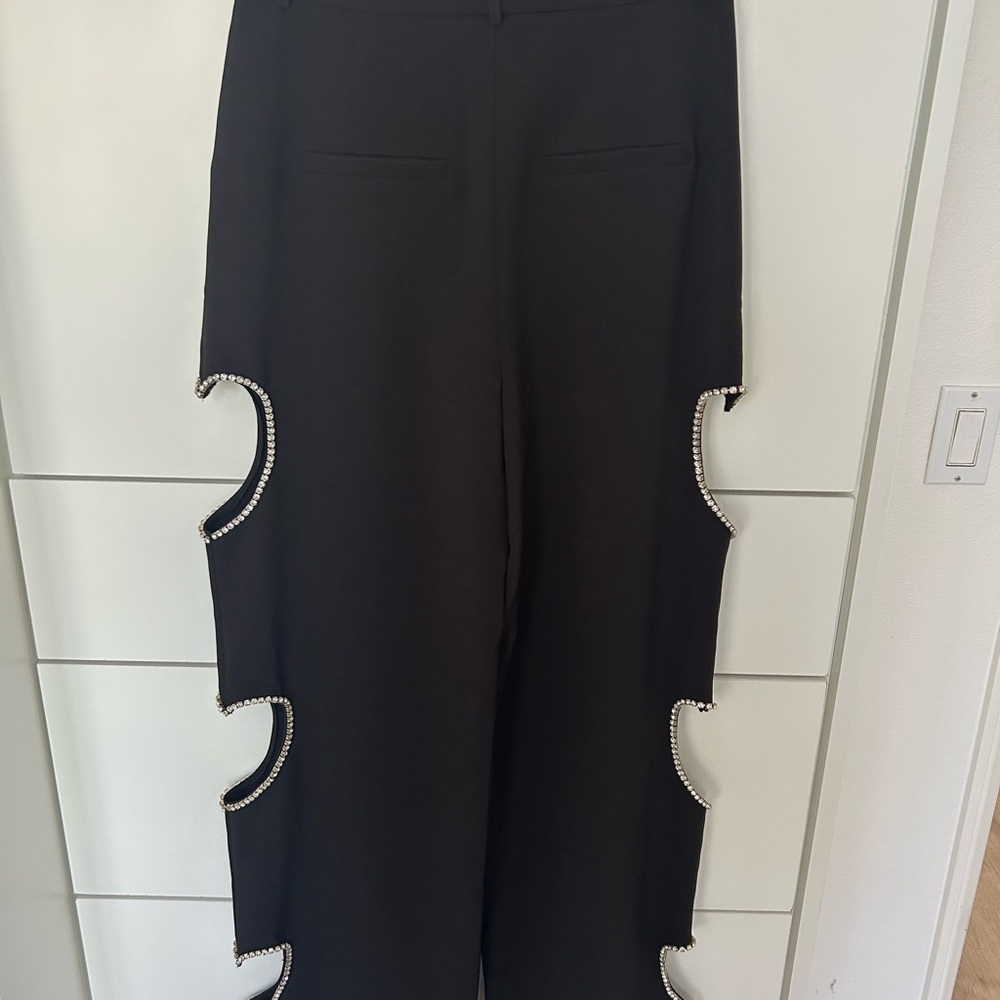 Elegant Black Diamond Trimmed Heart on the side Women's Pants - Picture 2 of 6
